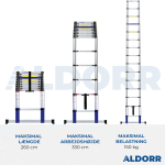 Teleskopstige 2,60 meter - ALDORR Home