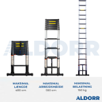 Teleskopstige 4,80 meter med teleskopisk stabilisatorstænger – ALDORR Professional
